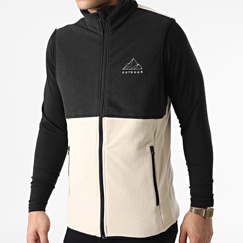 Veste Polaire Sans Manches No Bred Fleece Noir Beige