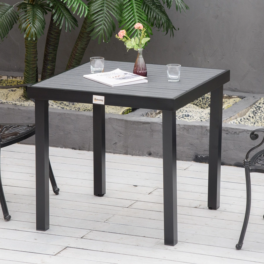 Outsunny Gartentisch mit Aluminium-Rohre schwarz