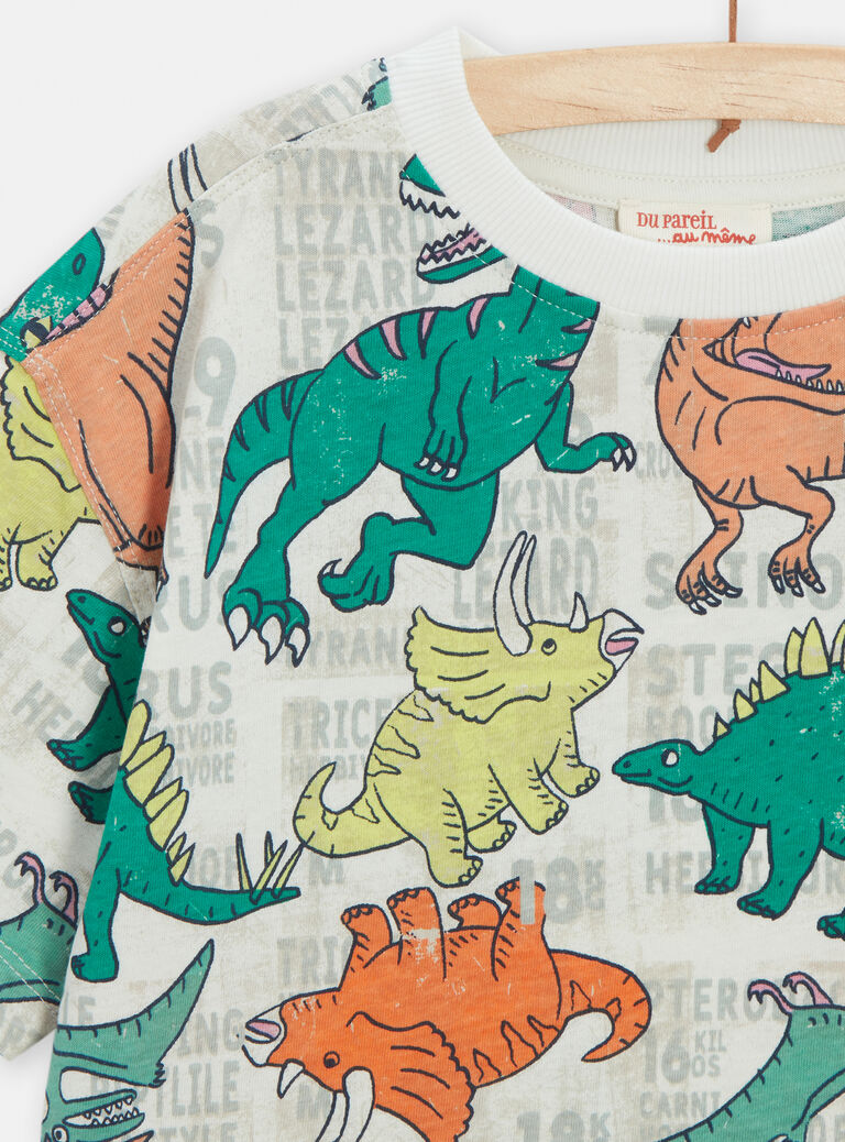 T-shirt écru imprimé dinosaure pour garçon