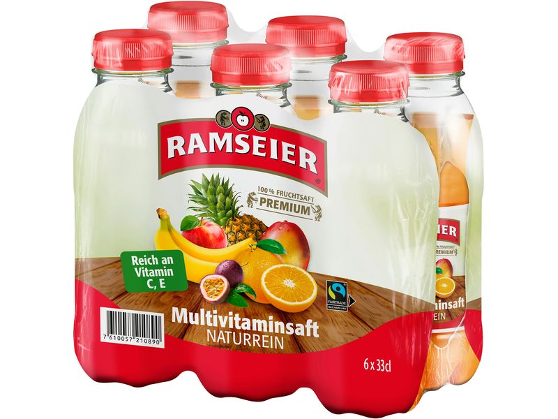 Ramseier Säfte Premium 100% Multivitamin 6 x 0.33 l Köstliches Fruchtsaftgetränk ohne künstlichen Zuckerzusatz