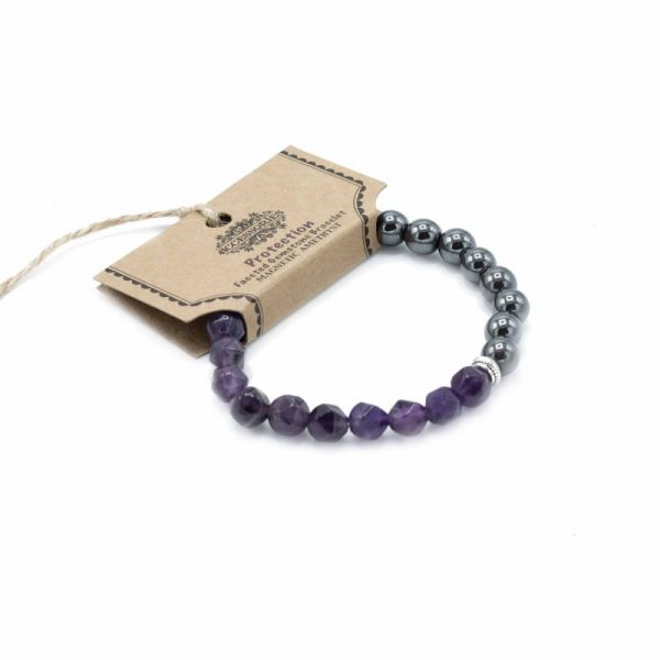 Awartisan Pulseira Pedra Preciosas Talhadas Ametista Magnético