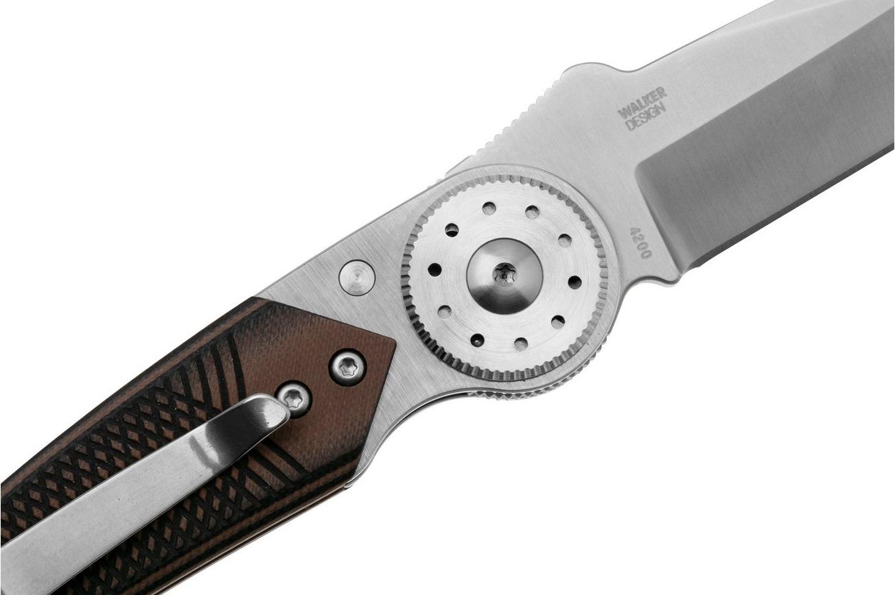 CRKT Walker Blade Lock 4200 Satin 14C28N, Stainless Steel, Black Brown G10 Overlay, zakmes, Michael Walker design