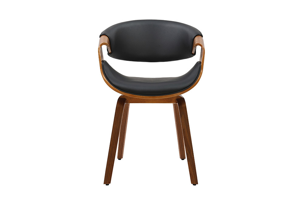 Retro Stuhl ORGANIC schwarz Walnuss Kunstleder mit Armlehnen