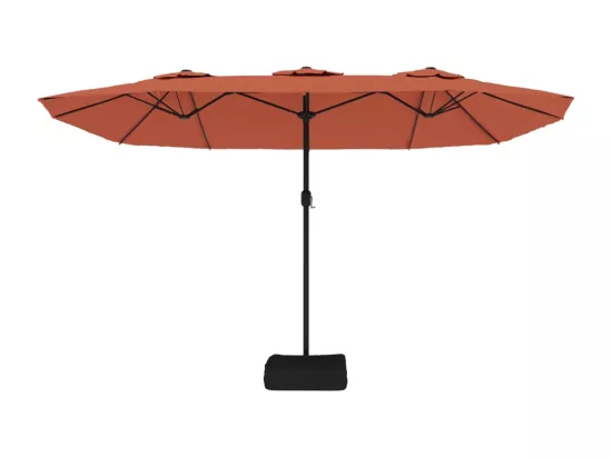 Parasol à double tête avec LED terre cuite 449x245 cm