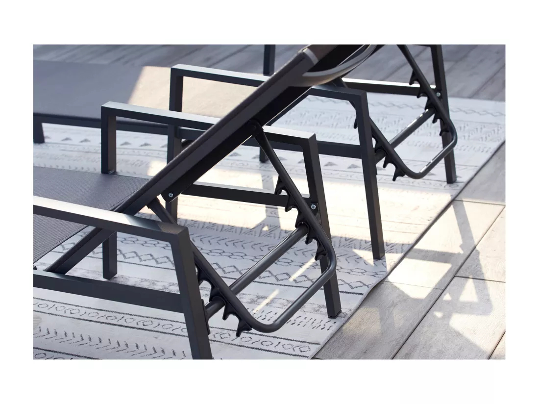Lot de 2 transats de jardin gris BARI