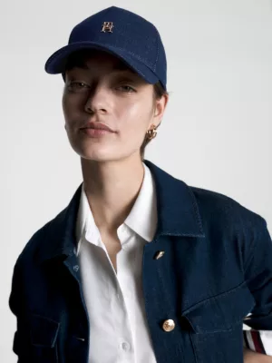 Boné de beisebol com monograma em jeans