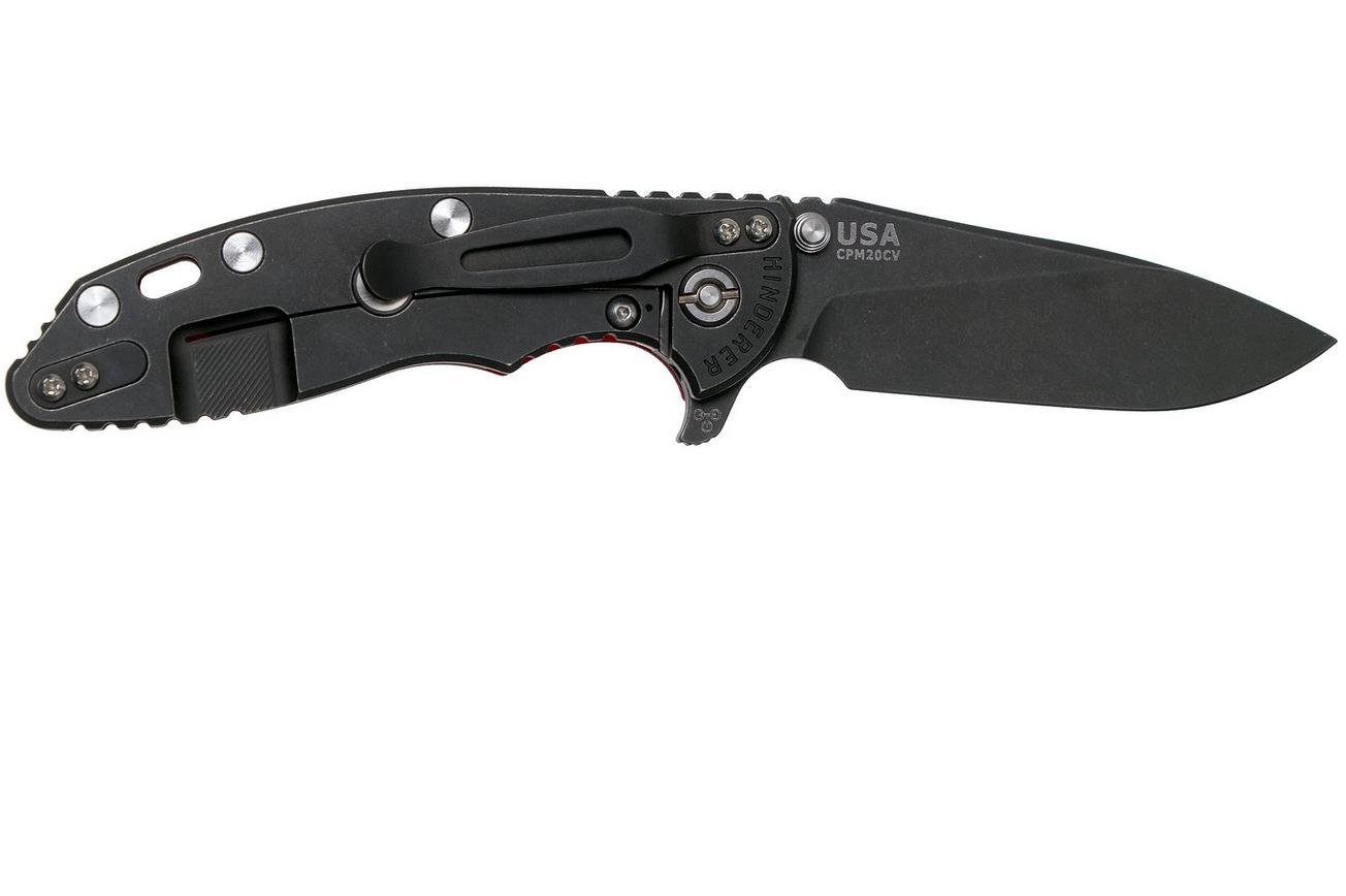 Rick Hinderer XM18 3,5” Slicer CPM 20CV Battle Black DLC, Red G10, zakmes