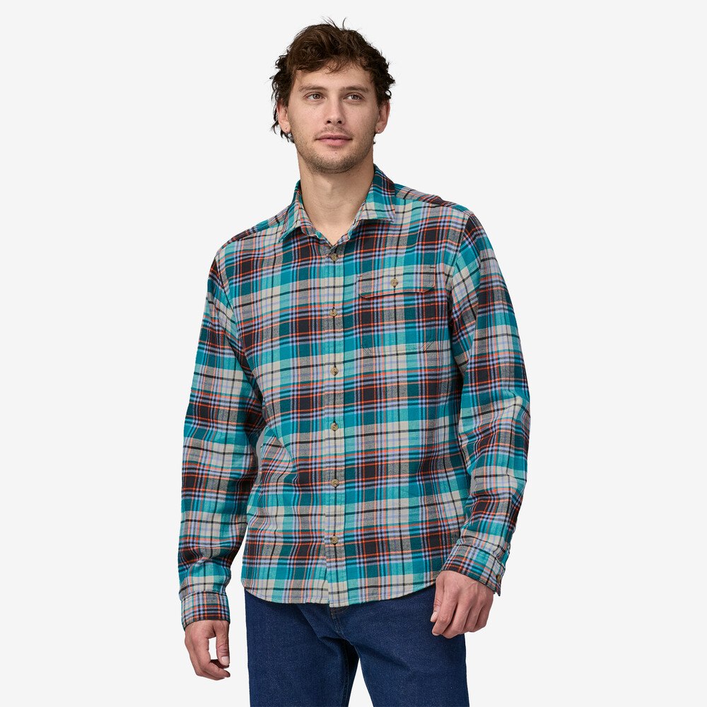 Herren Langarm-Baumwollhemd aus leichtem Fjord-Flanell