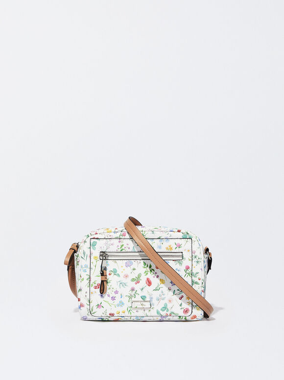 Bolsa de ombro com estampa floral - Vermelha