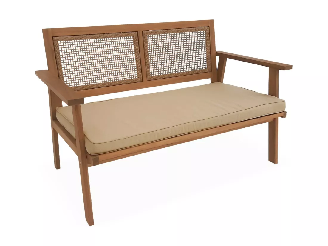 Salon de jardin. Bohémia. cannage carré. canapé 2 places. 2 fauteuils. 1 table basse 117x64x74 cm