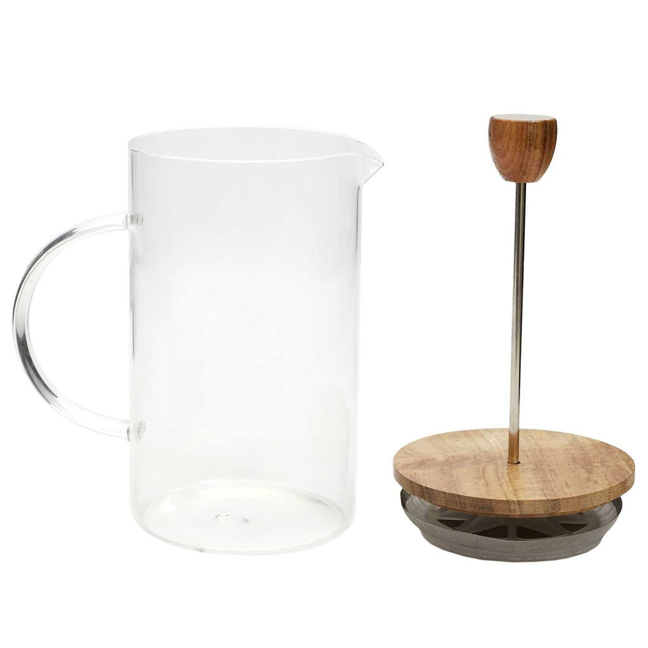 Home Deco Factory Cafetiere à Piston Verre Acacia transparente - 14x19x9.6 cm