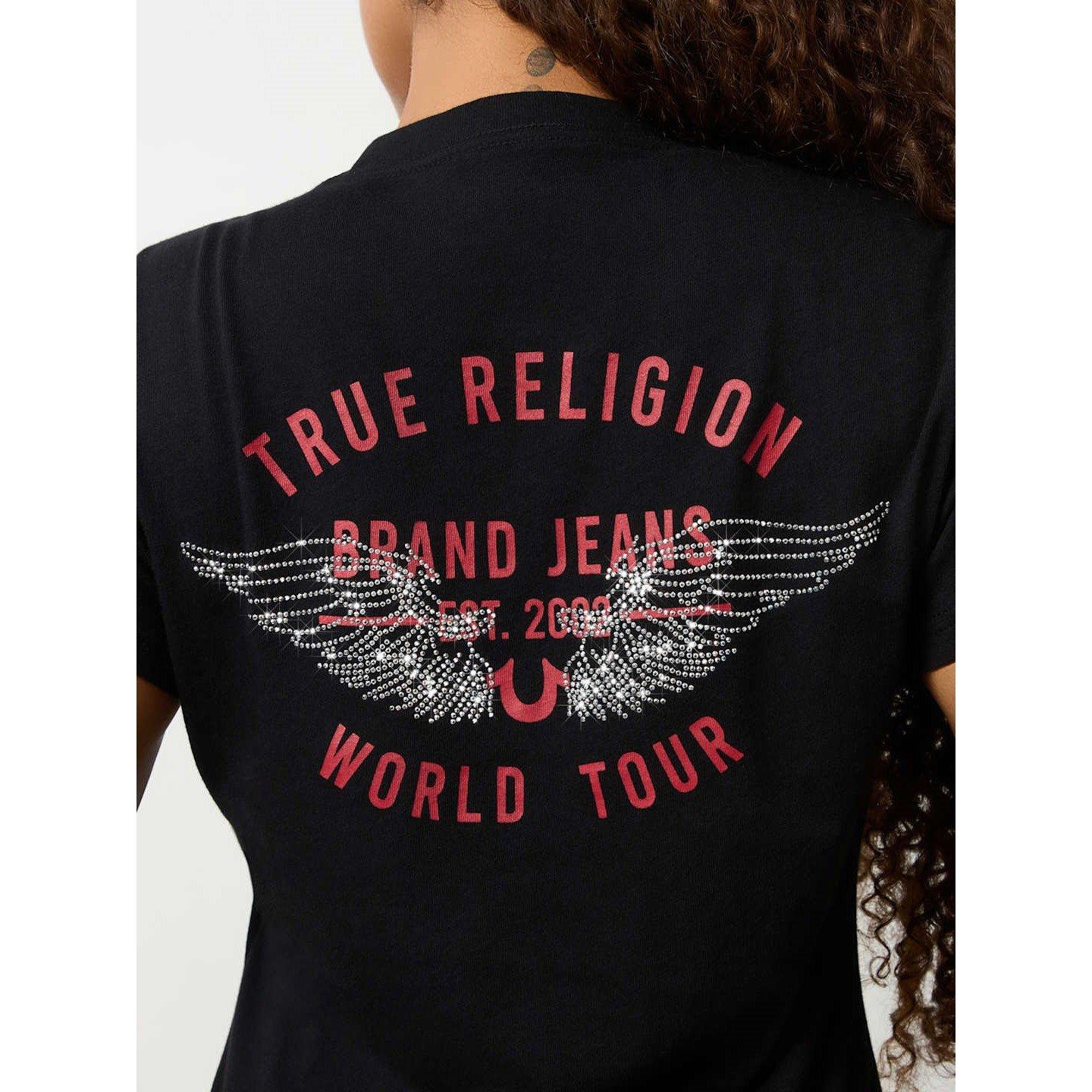 True Religion TR Crystal Wing Graphic T Shirt Womens