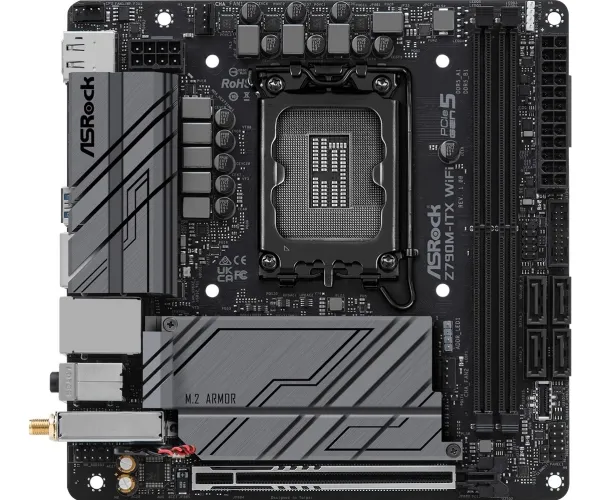 ASRock Z790M-ITX WiFi - Bundkort - mini ITX - LGA1700 sokkel - Z790 Chipset - Bluetooth, 2.5 Gigabit LAN, Wi-Fi 6, Gigabit LAN - onboard grafik (CPU påkrævet) - High Definition Audio (7.1-kanal)