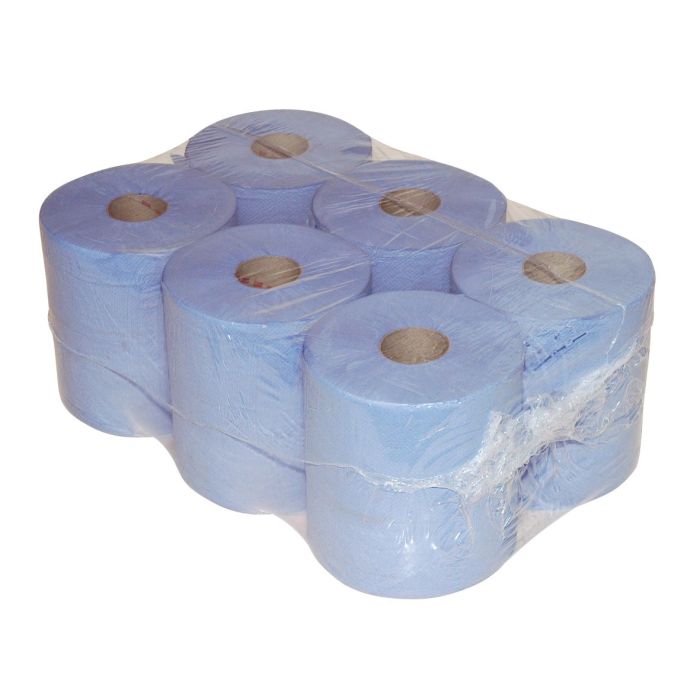 Midirollen 6st poetsrollen Blauw 1laags 300meter 6rollen (p54012)