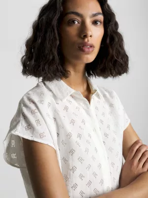 Camisa de manga curta com monograma e efeito burnout