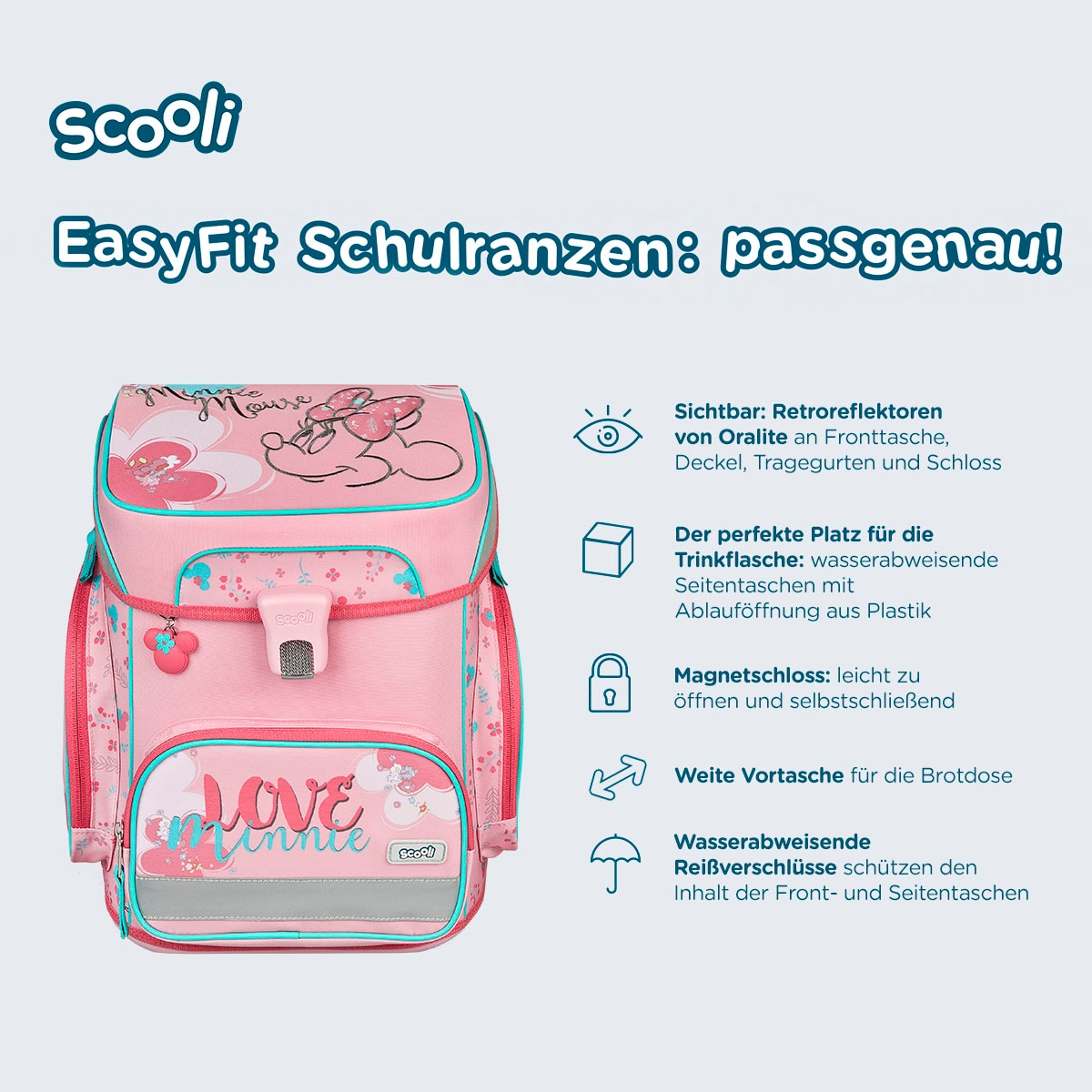 Scooli Schulranzen »EasyFit, Minnie Mouse« Reflektoren