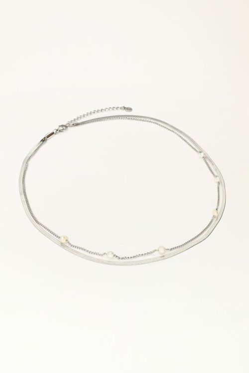Platte schakelketting met parels