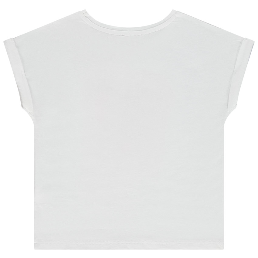 T-shirt manches courtes motif cœur brodé et brillant pour fille