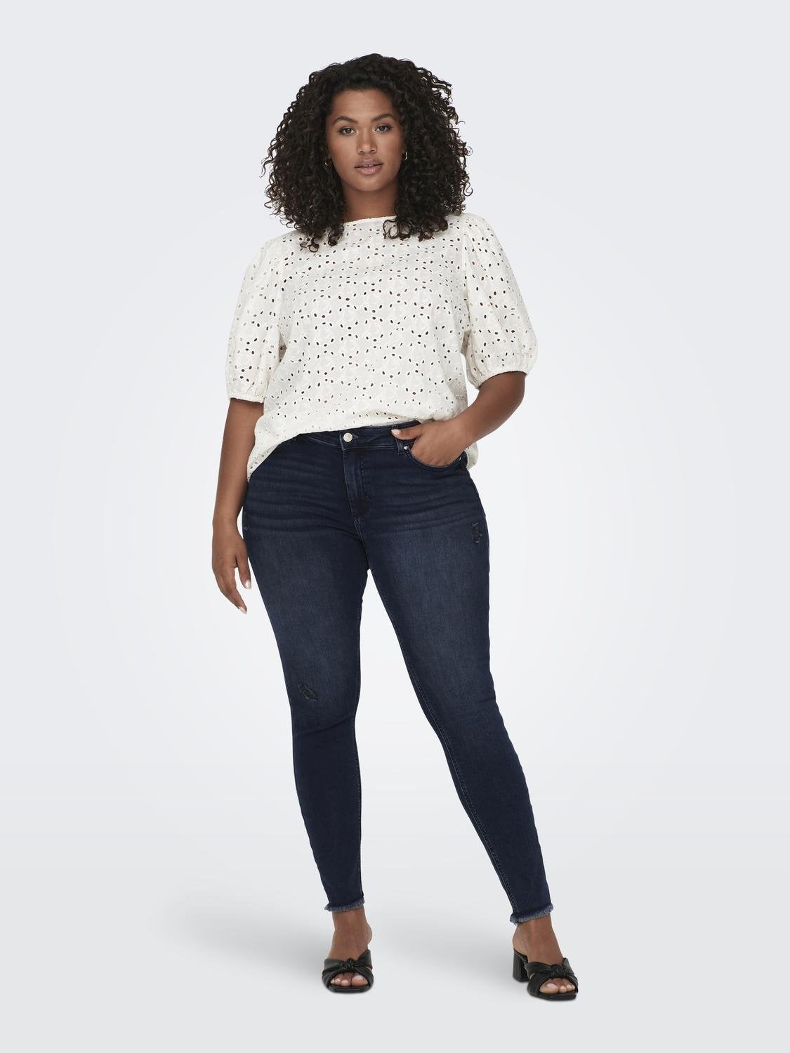 CARWILLY Mittlere Taille Skinny Fit Jeans Blue Black Denim