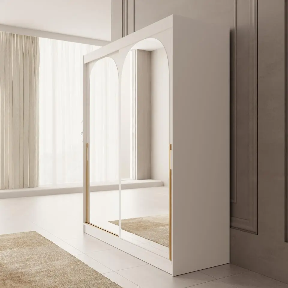 Meubella - Moniq - Kledingkast met 2 schuifdeuren - Wit - 180x65x215 cm