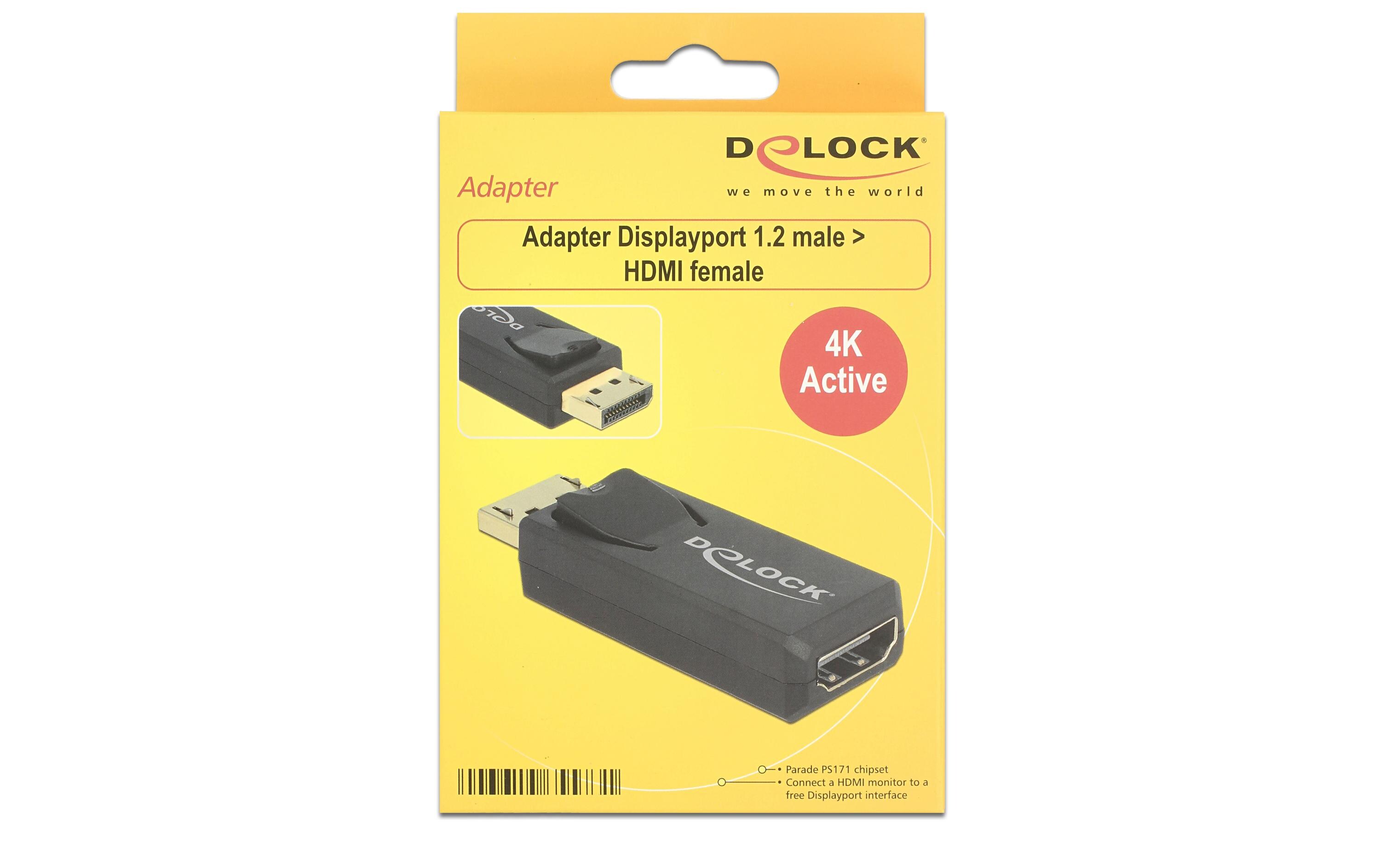Adapter Displayport - HDMI aktiv, 4K, schwarzDisplayport zu HDMI Adapter