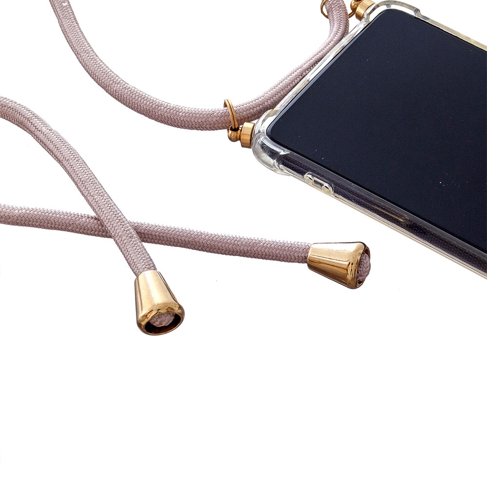 Huawei P30 Necklace Gummi Hülle Air Cushion Fallschutz   Handykette (150cm) - Rosa / Gold