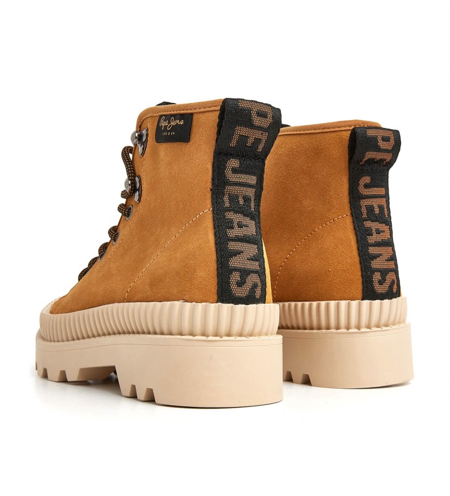 Botas de cano curto Pepe Jeans Ascot em couro marrom deserto