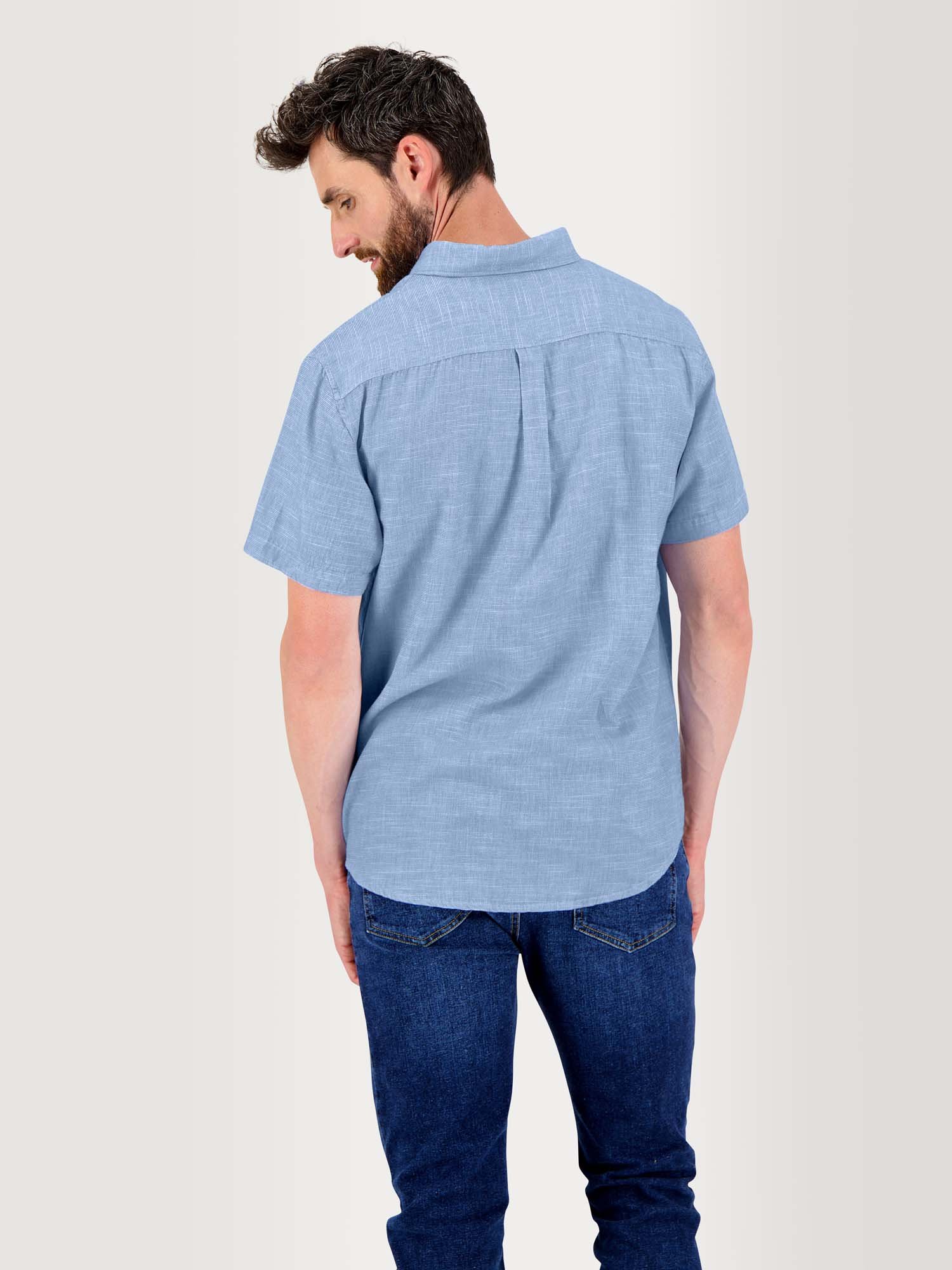 Chemise Homme Manches Courtes Coton Bleu