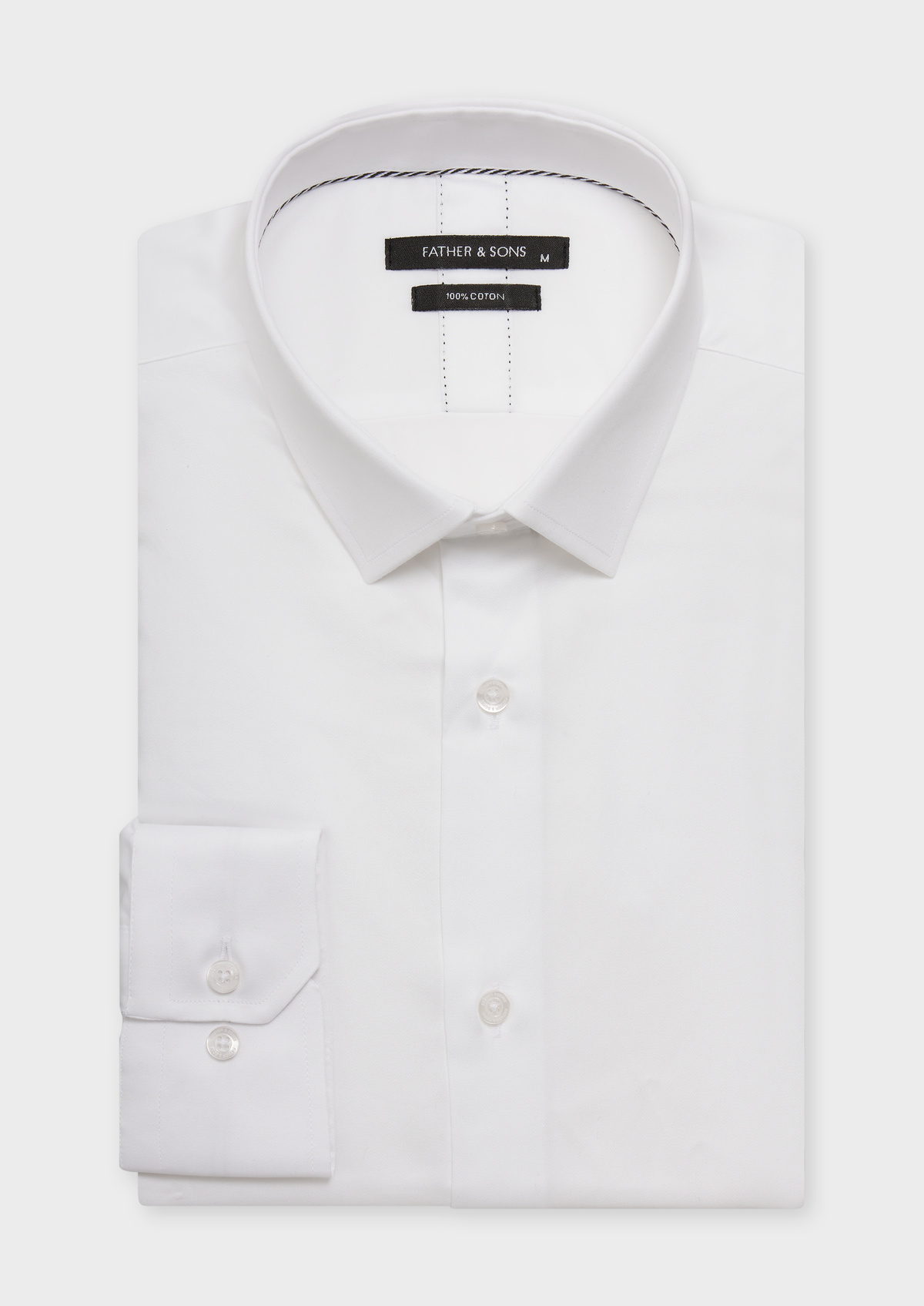 Chemise habillée Regular en satin de coton uni blanc
