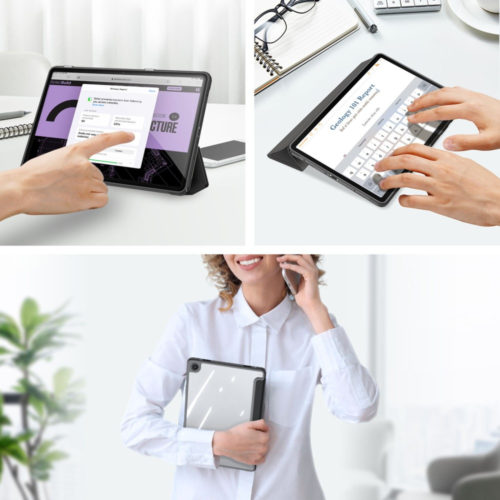 Samsung Galaxy Tab A9  Plus Leder Tasche Smart Cover Schutzhülle - Schwarz