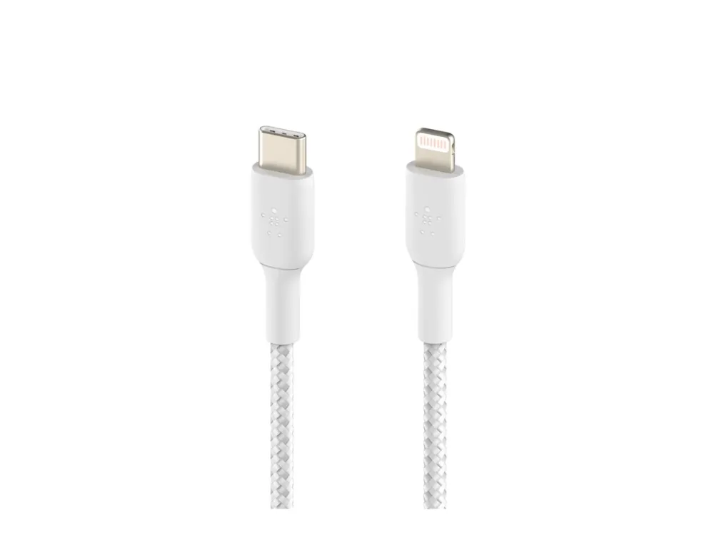 Belkin BoostCharge - Lightning-kabel - 24 pin USB-C han til Lightning han - 2 m - hvid - USB Power Delivery (18 W)