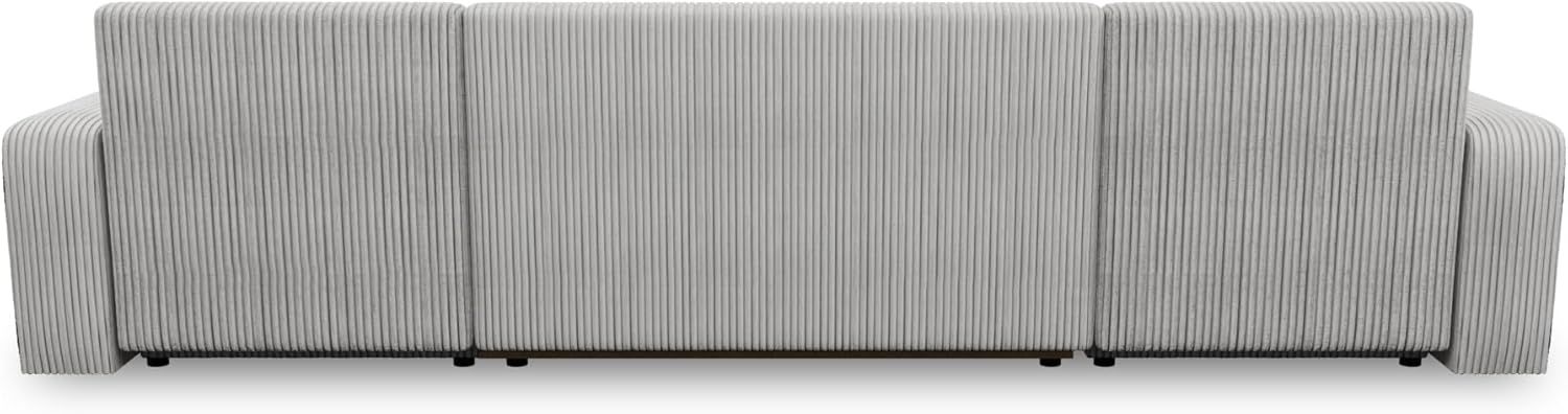 Sofnet Wohnlandschaft mit Schlaffunktion Roma - U-Form Couch, Schlafsofa mit Bettkasten, Couchgranitur mit Bettfunktion, Big Sofa, Cord Stoff (Beige (Poso 100))