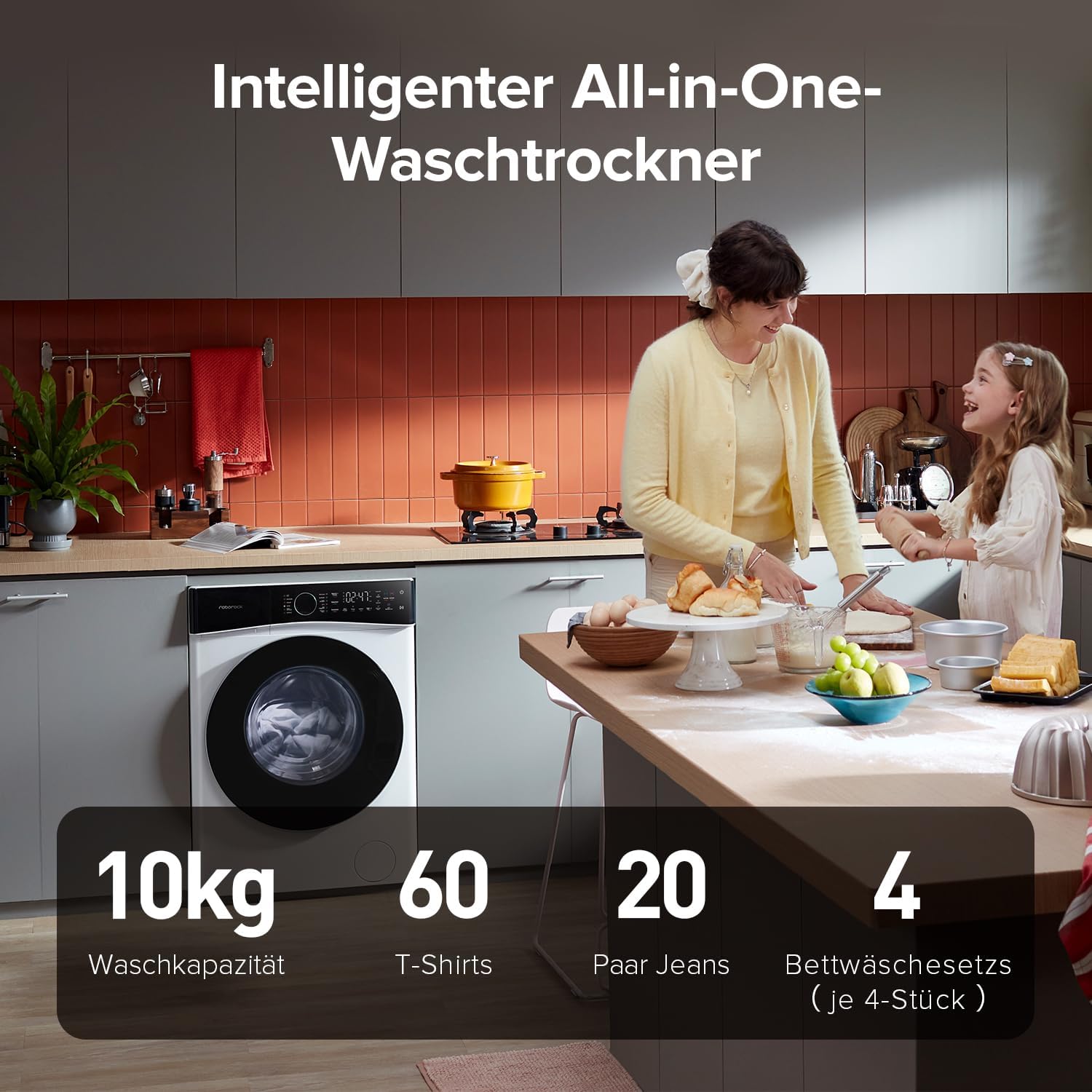 roborock Zeo Lite Waschtrockner / 10 kg Waschen & 6 kg Trocknen/Zeo-cycle Trocknungstechnologie/RR Seafarer Wasch- & Trockenalgorithmus/LintClear Selbstreinigungssystem/Automatische Dosierung