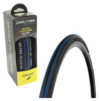 Pneu 700 x 23c Deli route noir bande bleu tringle souple