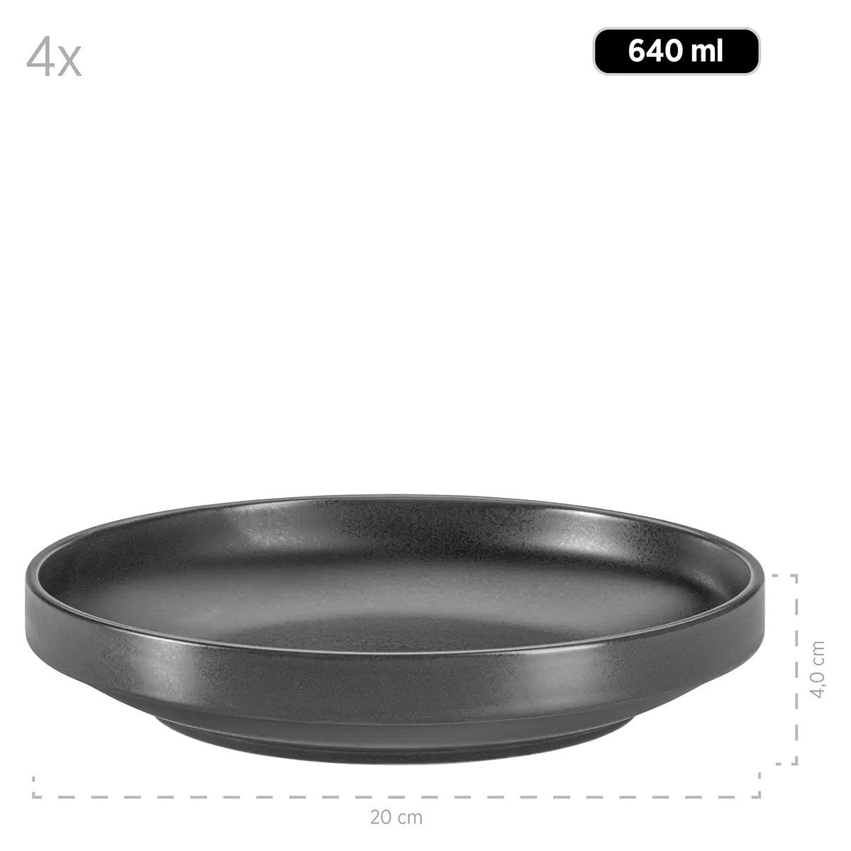 Tellerset 4tlg. VADA Dunkelgrau