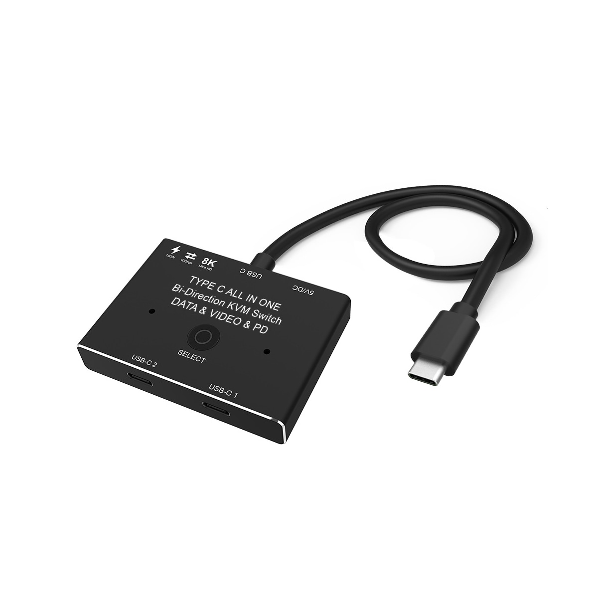 NÖRDIC USB-C 2 til 1 bryter & 1 til 2 splitter, 8K/60Hz 4K/144Hz 100WPD 10Gbps Data+Video+PD