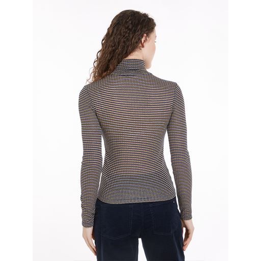 Tommy Hilfiger Gold Rib Strikbluse, Desert Sky/Gold, XXL