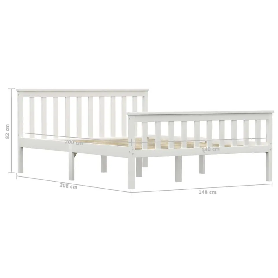 vidaXL - Bed frame met hoofdeinde - Wit - Massief grenenhout - 140x200 cm