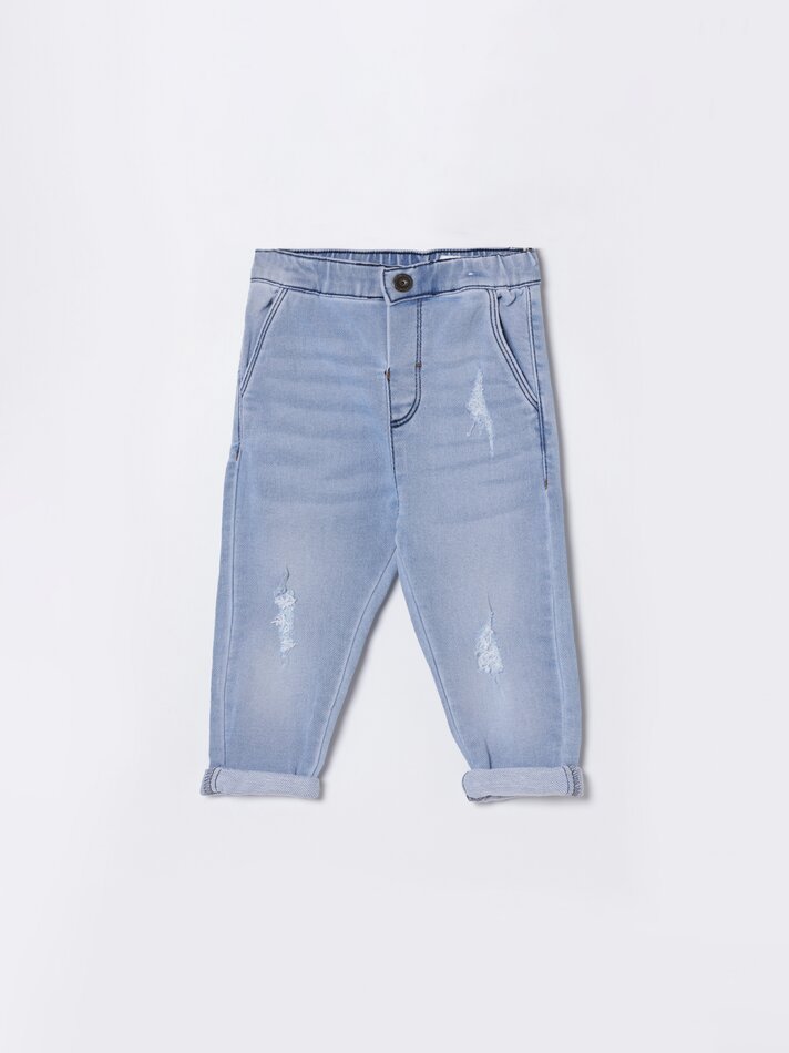 Calça jeans jogger confortável - Azul claro