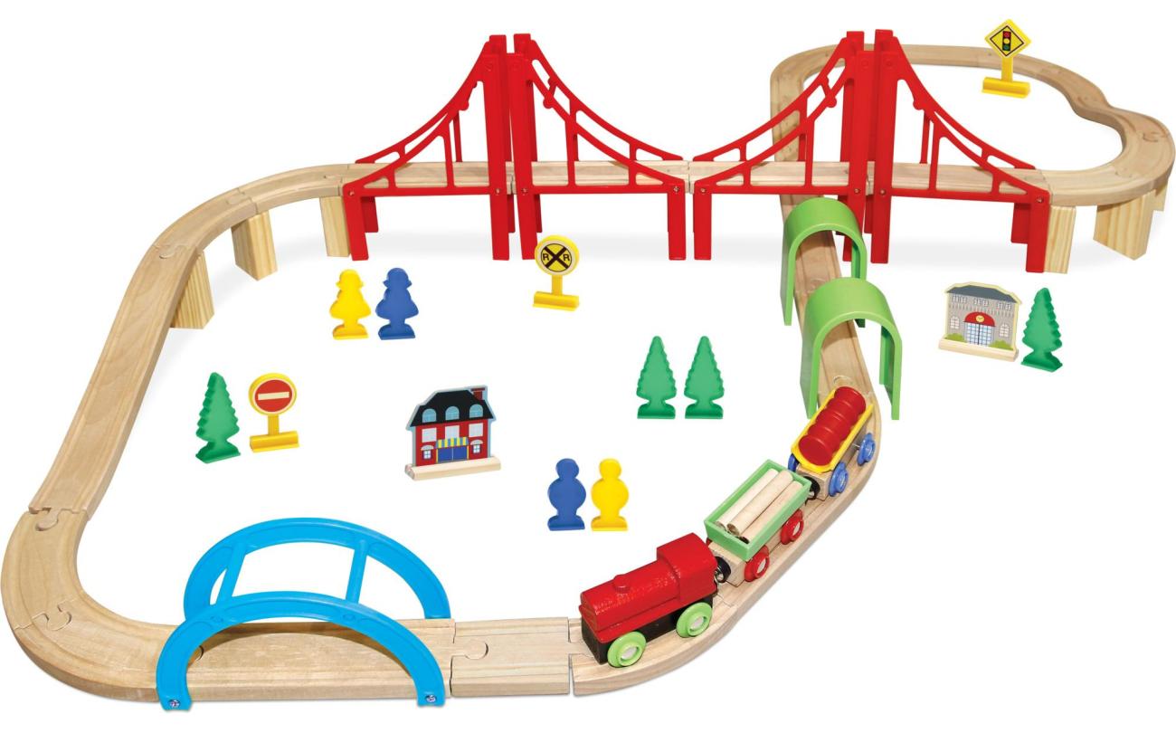 Houten treinset 60 delig