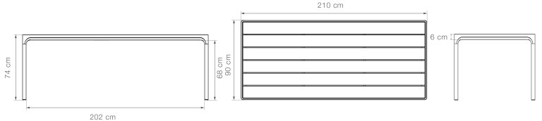 Houe Four tuintafel 210x90 zwart, zwart onderstel
