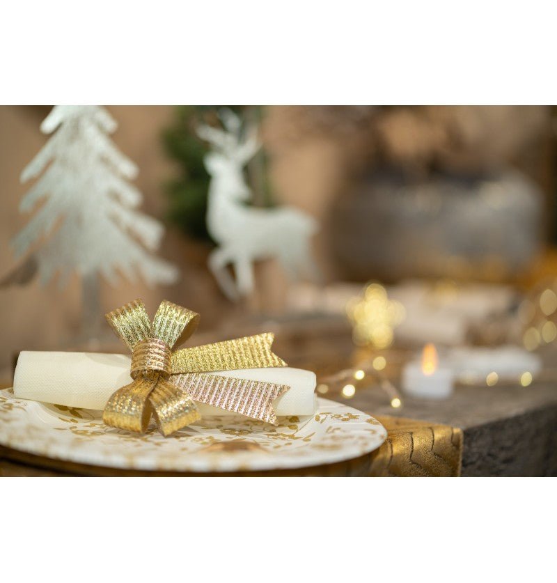 Gouden Strik Glitters Strepen 10cm 3st