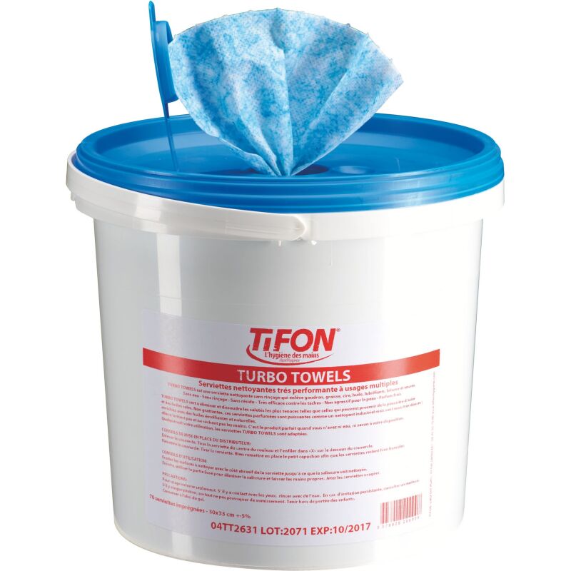 Lingettes imprégnées mains et surface Tifon - Boîte de 70 lingettes