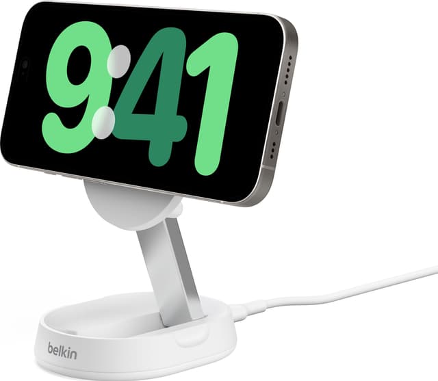 Belkin BoostCharge Pro Qi2 15W magnetisk konvertbar oplader (hvid)