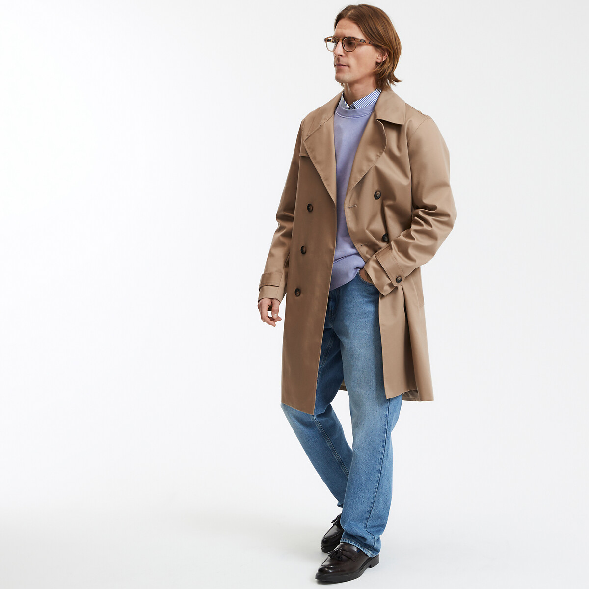 COLEÇÕES LA REDOUTE<br>Trench coat longo para a estação de transição