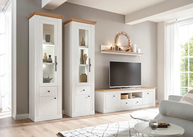 Home affaire Wohnwand »Westminster TOPSELLER!« Set, 2 Vitrinen, Lowboard, Wandregal, 4 Stk. tlg.