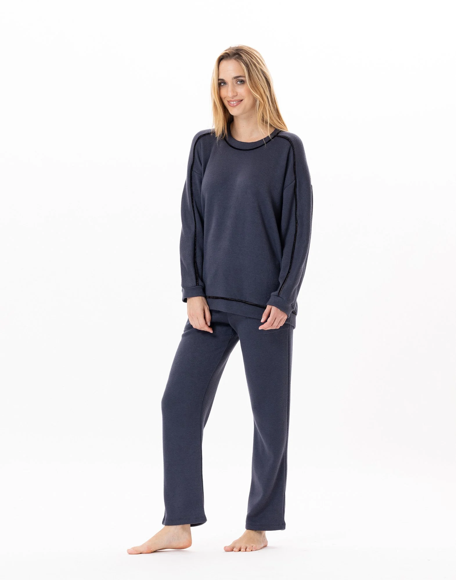 ALPAGA 880 - Pantalon en maille tricot | Bleu