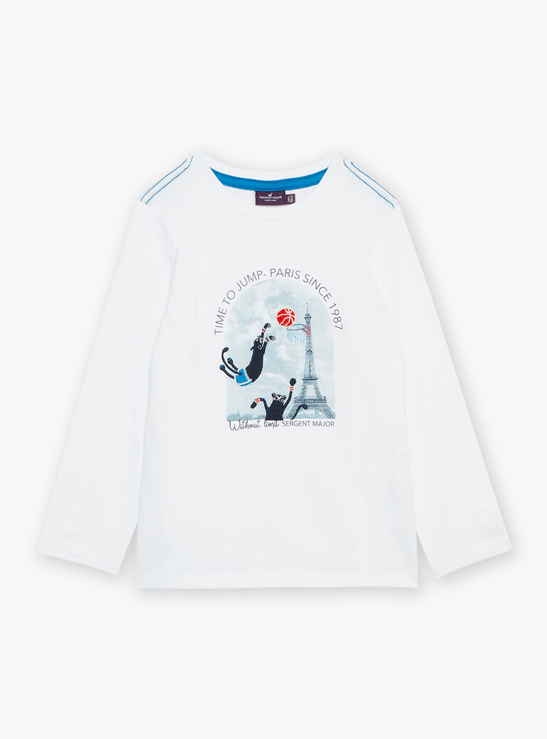 T-shirt blanc à motifs basket à Paris