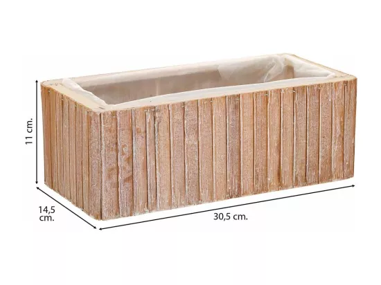 Panier rectangulaire en bois marron 30.5x14.5x11h