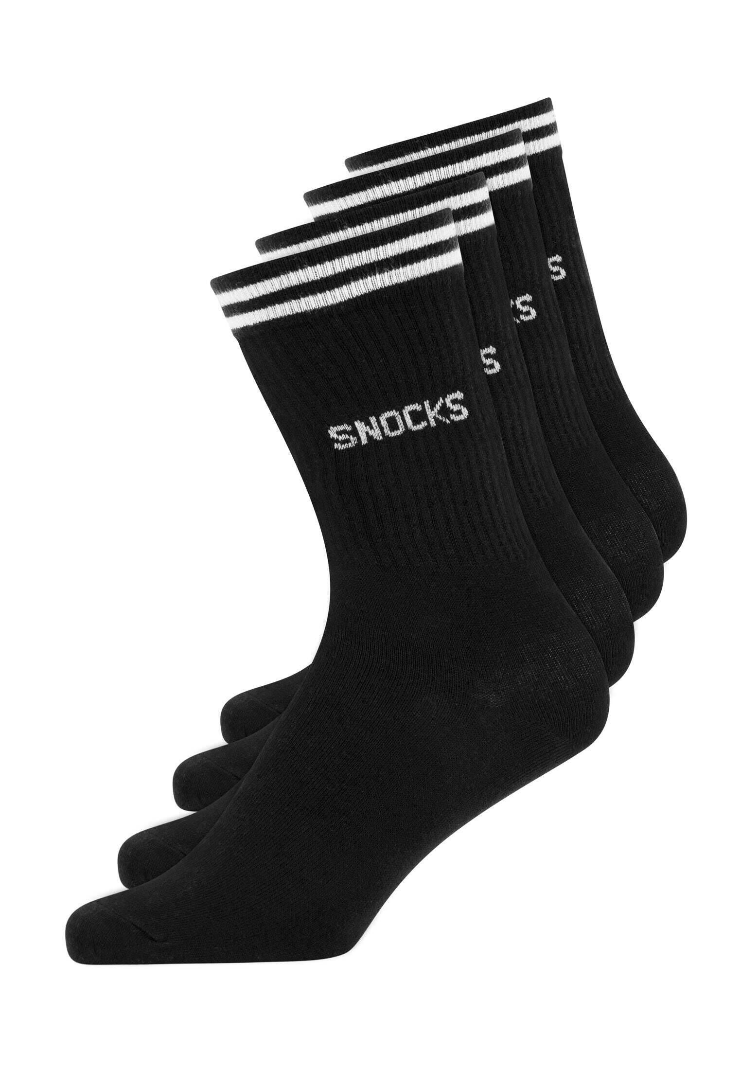 SNOCKS| Hohe Sportsocken mit Streifen aus Bio-Baumwolle 4er-Pack